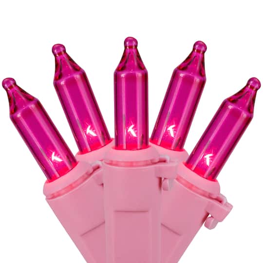 50ct Pink Mini Valentine's Day Light Set 10ft Pink Wire
